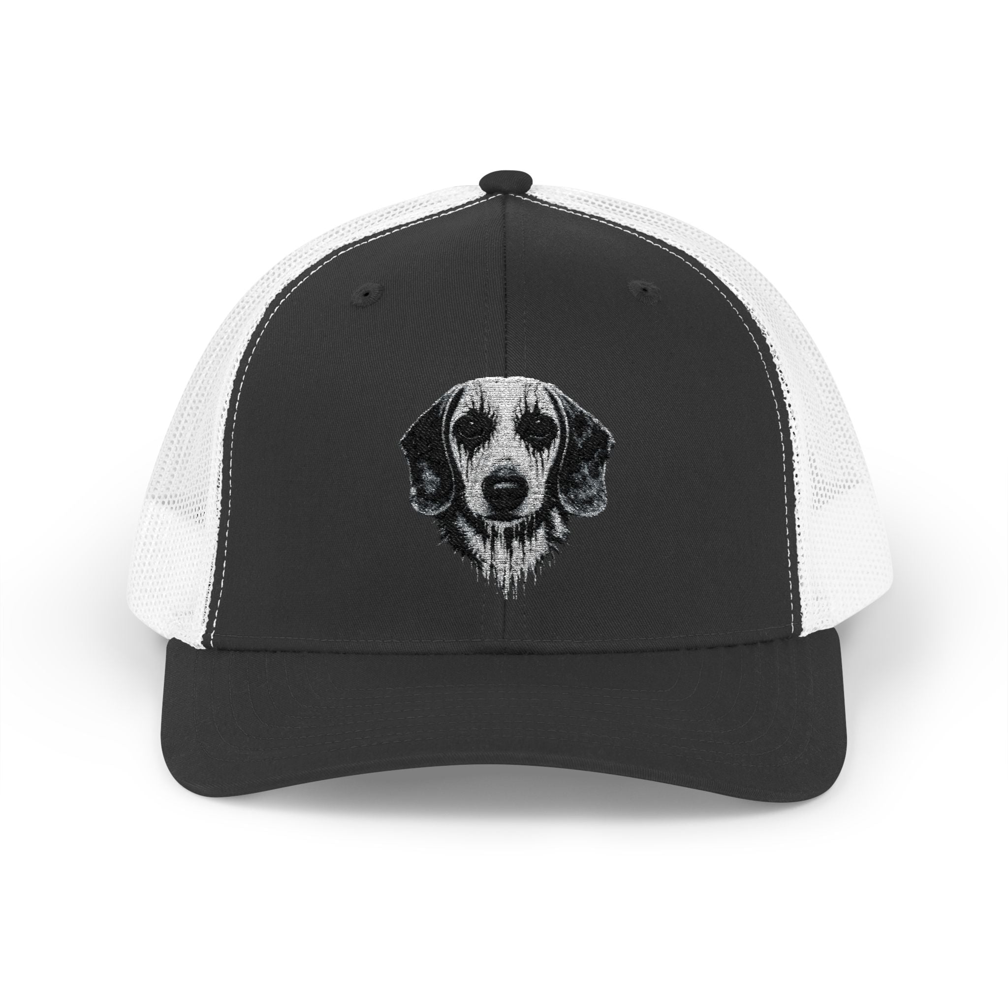 Dog Portrait Trucker Hat — Vintage Black & White Canine Snapback